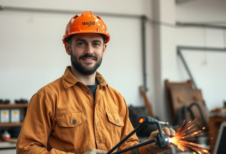 Imagen de un profesional de Técnico Laboral en Soldadura realizando actividades propias de los estudios realizados