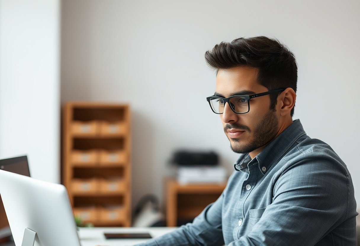 Imagen de un profesional de Tecnología en Desarrollo de Software realizando actividades propias de los estudios realizados